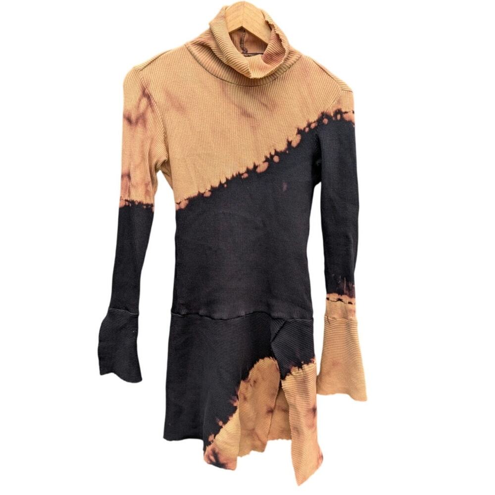 KikiRiki Bleach dipped long sleeve mini dress turtleneck bell sleeve S witchy